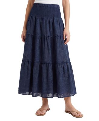  Kylie Jacquard Smocked Midi Skirt