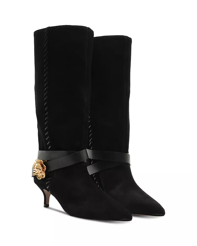 Farm Rio Women's Kitten Belted Suede Boots