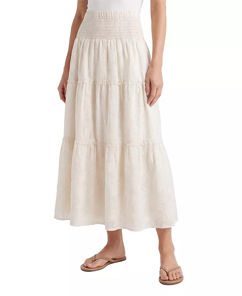 Cartolina Kylie Jacquard Smocked Midi Skirt