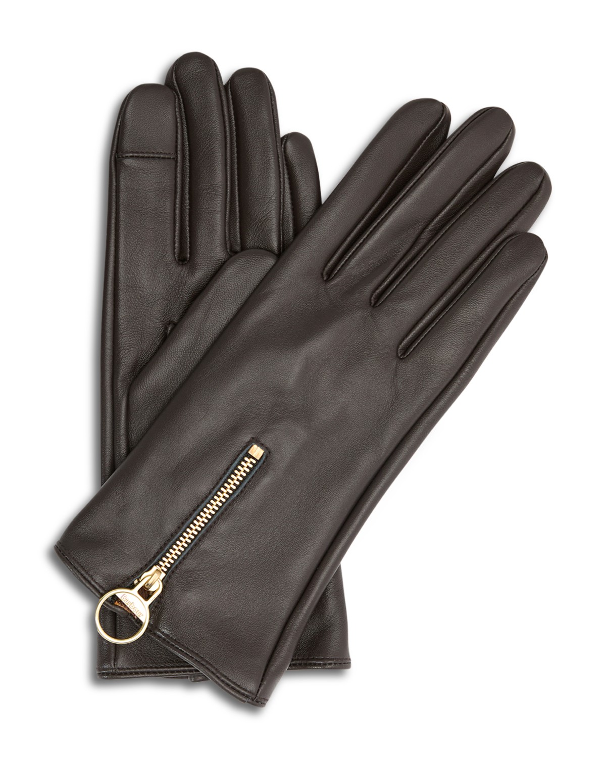 Arlene Zip Cuff Leather Tech Gloves