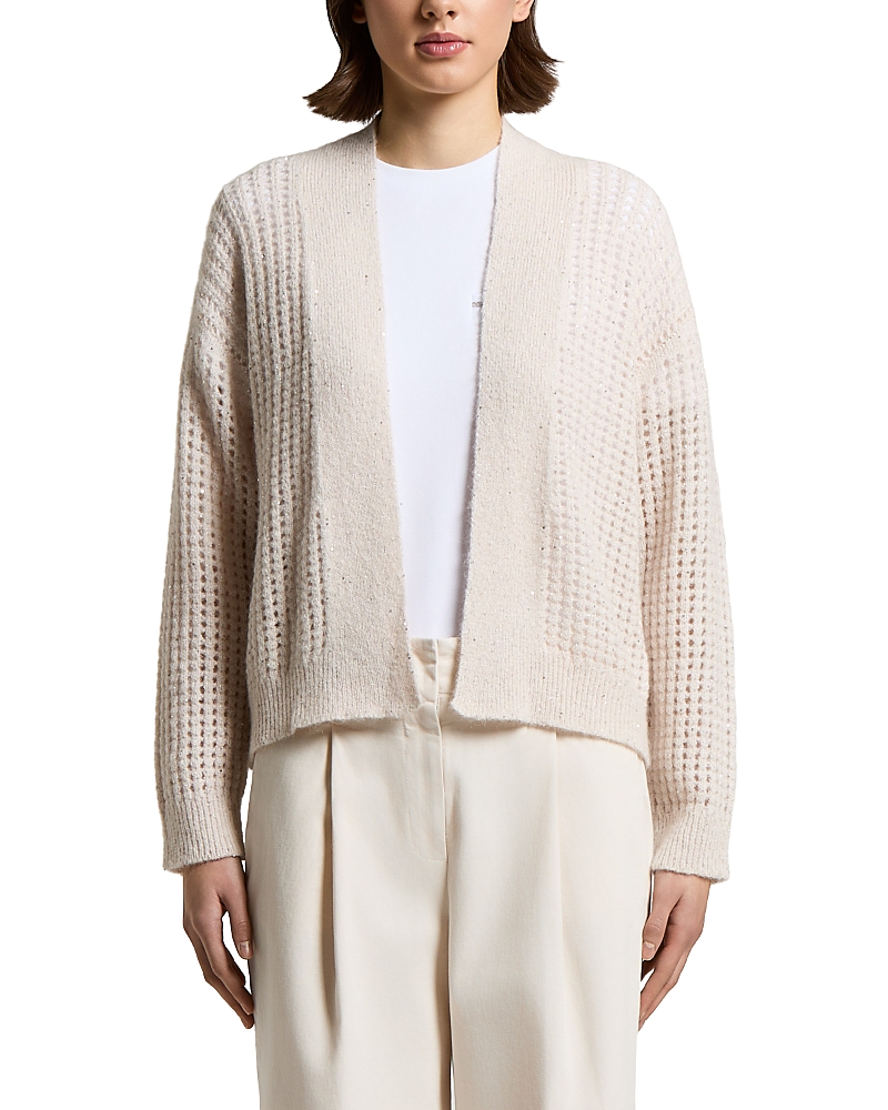 Peserico Alpaca Wool Blend Cardigan with Sequin Boucle Yarn