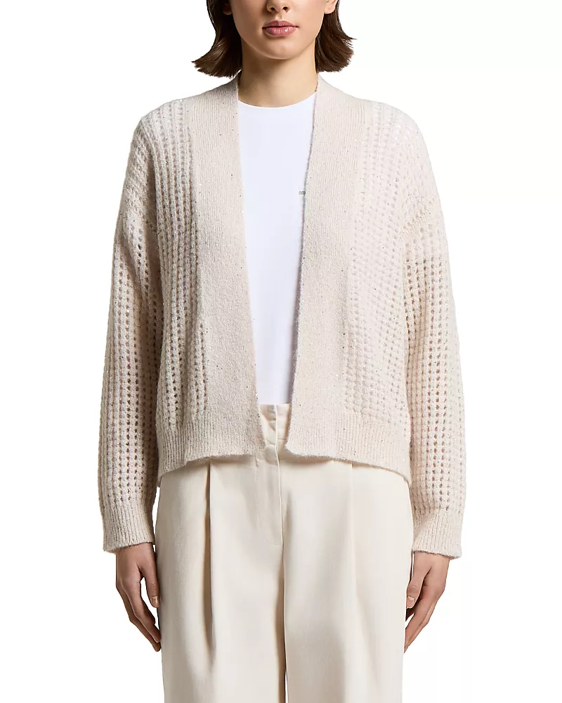 Peserico Alpaca Wool Blend Cardigan with Sequin Boucle Yarn