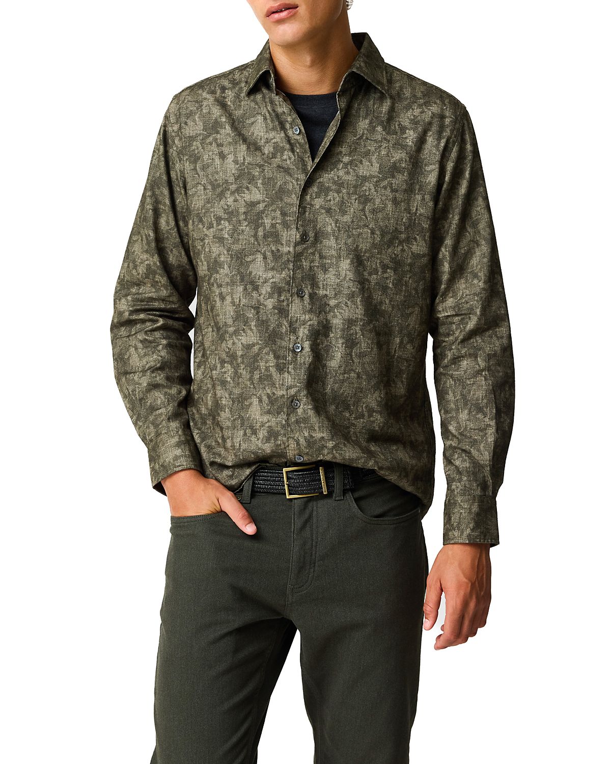 Rodd & Gunn Campbell Valley Palm Print Long Sleeve Shirt