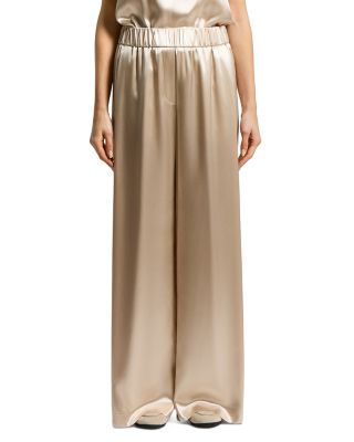 Woman Palazzo Pants in Shiny Viscose Satin