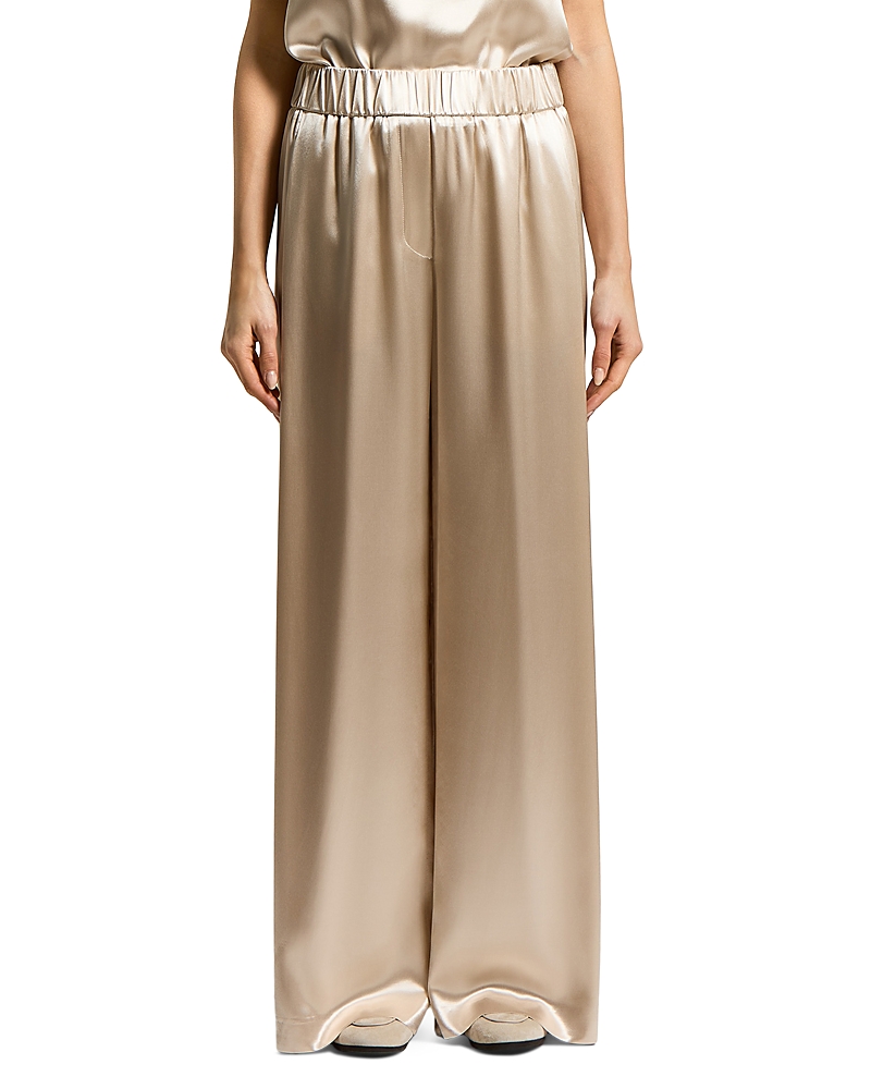 Peserico Woman Palazzo Pants in Shiny Viscose Satin