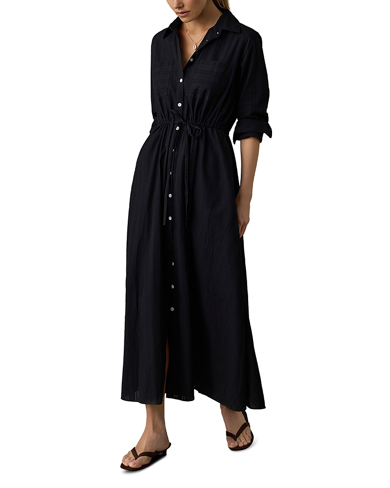 Faherty Heirloom Dobby Cotton Catalina Dress In Black