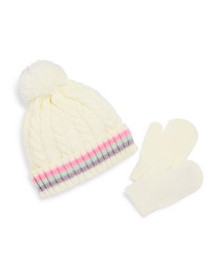 Girls' Two Piece Chunky Cable Knit Hat & Mittens Set - Little Kid