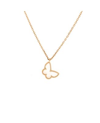  Sweet Alhambra Butterfly Pendant Necklace 18K Gold and Mother of Pearl, 15.75"