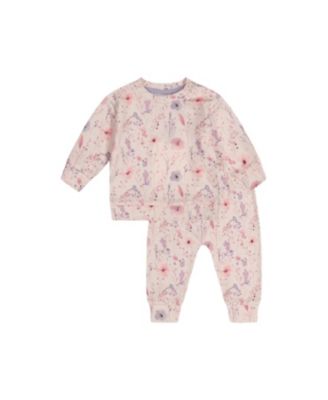  Girls' Organic Cotton Floral Shoulder Button Pants and Top Set - Baby