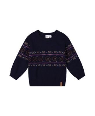 Boys' Jacquard Geometric Ribbed Cuffs Sweater - Little Kid, Big Kid