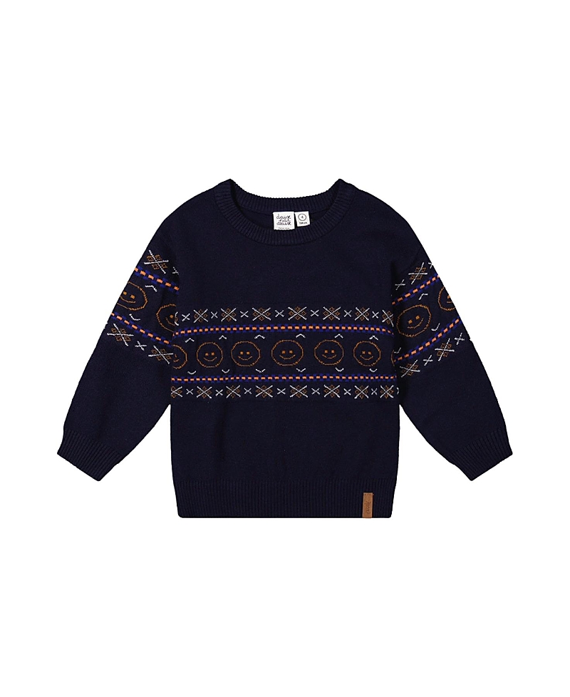Deux par Deux Boys' Jacquard Geometric Ribbed Cuffs Sweater - Little Kid, Big Kid