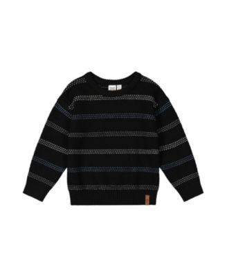 Boys' Striped Texture Ribbed Cuffs Sweater - Little Kid