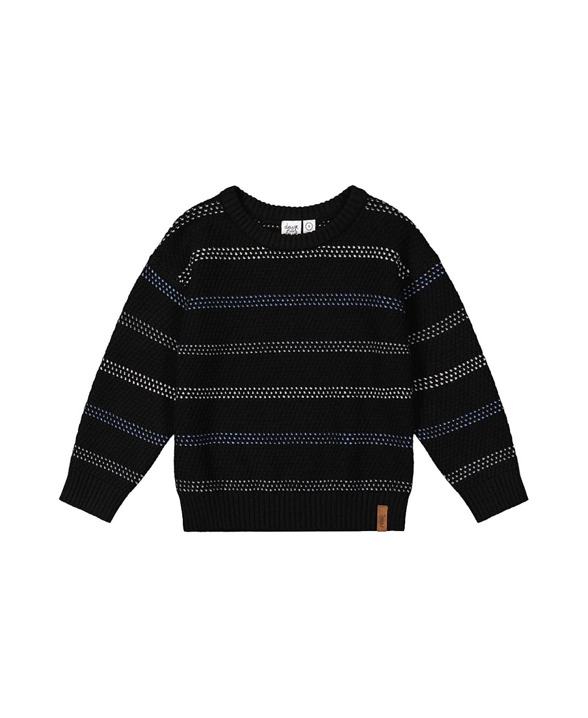 Deux par Deux Boys' Striped Texture Ribbed Cuffs Sweater - Little Kid