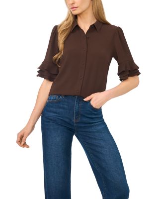 Collared Button Front Blouse 