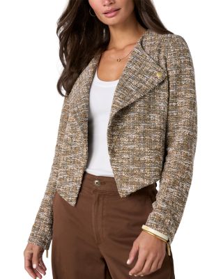 Collarless Boucle Moto Jacket - thumbnail 4