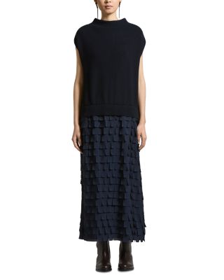 Merino Wool & Crepe de Chine Combo Dress