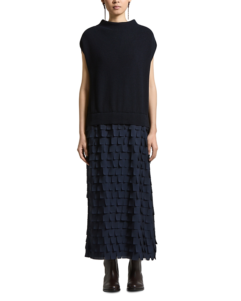 Peserico Merino Wool & Crepe de Chine Combo Dress