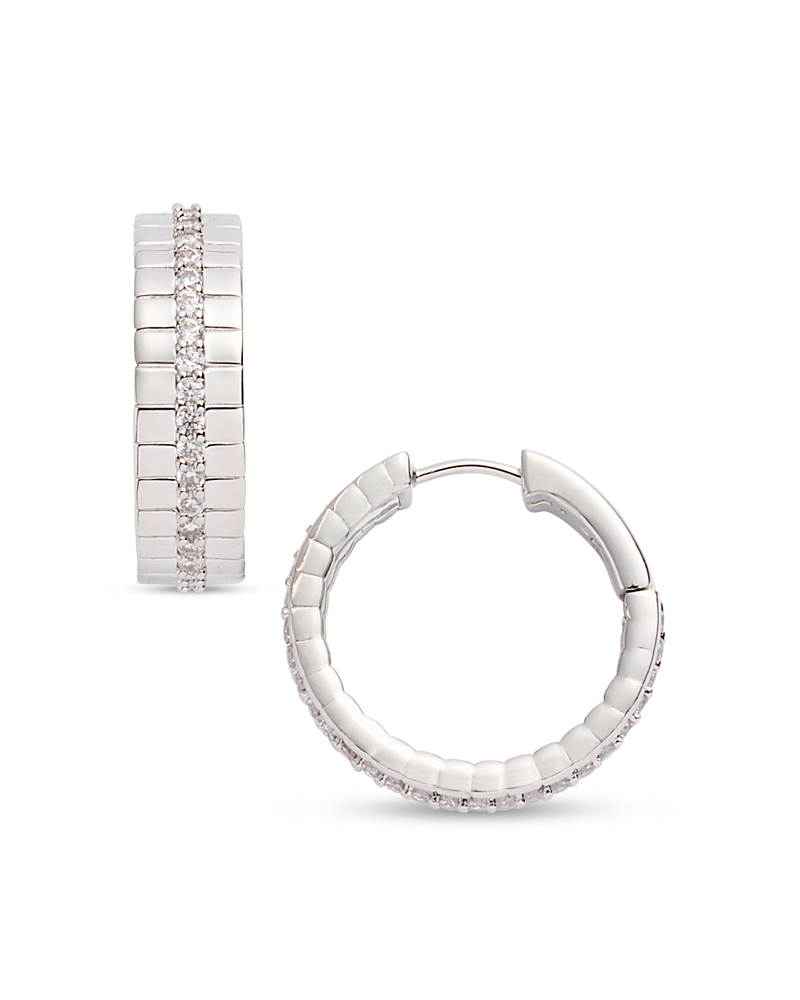 Nadri Delancey Pave Stripe Hoop Earrings