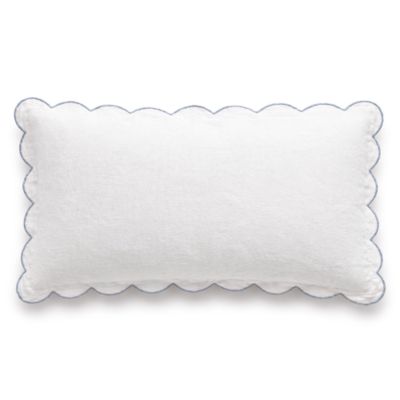 Kelly Linen Scalloped Throw Pillow, 14" x 24"