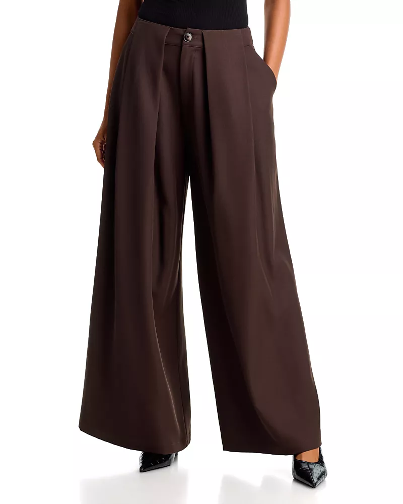 Aqua Pleated Wide Leg Pants - Exclusive