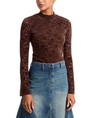 Aqua Velvet Lace Long Sleeve Top - Exclusive