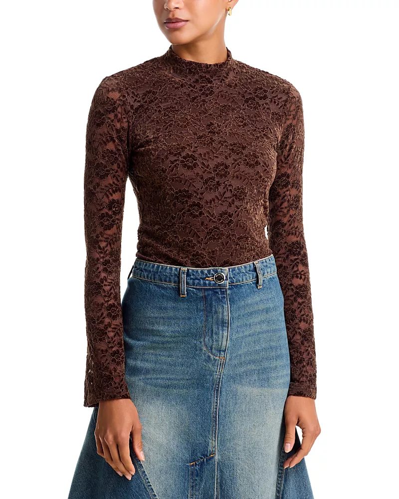 Aqua Velvet Lace Long Sleeve Top - Exclusive