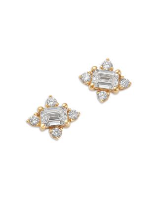 10K Yellow Gold Lab Grown Diamond Cluster Stud Earrings, 0.50 tcw