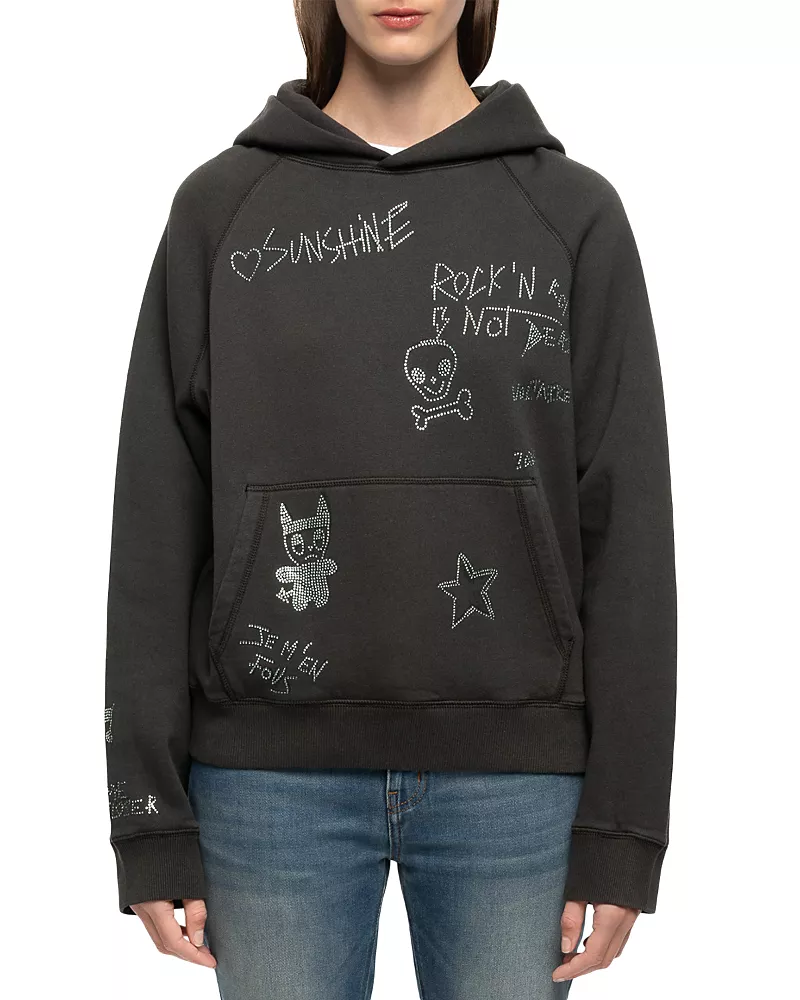 Zadig & Voltaire Grgy Embellished Hooded Cotton Sweatshirt