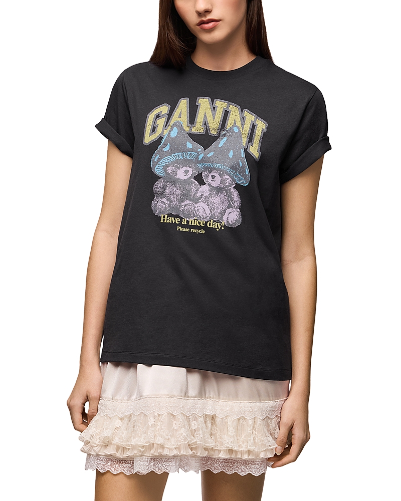 Ganni Mushroom Teddy Graphic Relaxed Tee