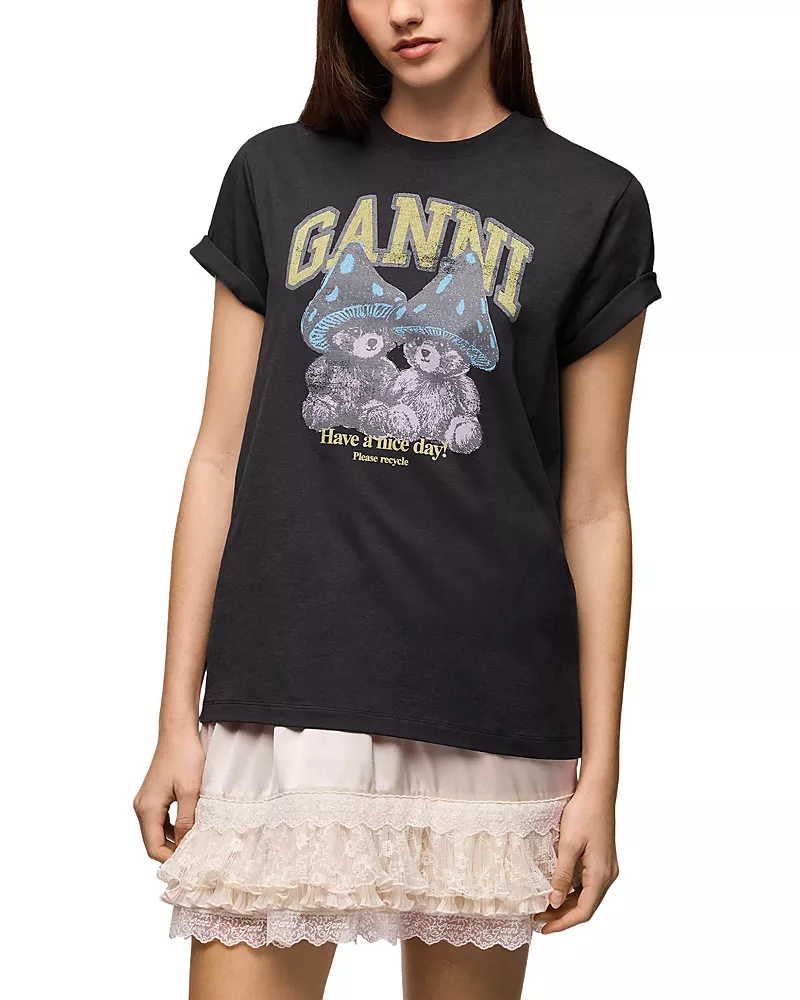 Ganni Mushroom Teddy Graphic Relaxed Tee