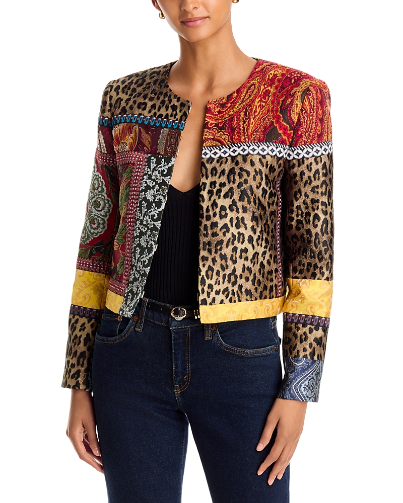 Alice and Olivia Kidman Mixed Media Collarless Jacket