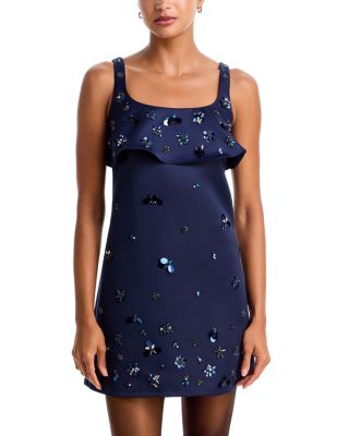 Crystal Embellished Ruffle Mini Dress - Exclusive