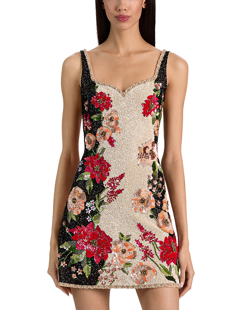 Alice and Olivia Eve Embellished Sweetheart Mini Dress