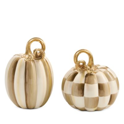 Check and Stripe Petite Pumpkins, Set of 2