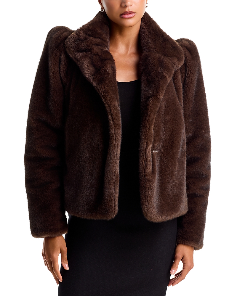 Aqua Faux Fur Puff Sleeve Jacket - Exclusive
