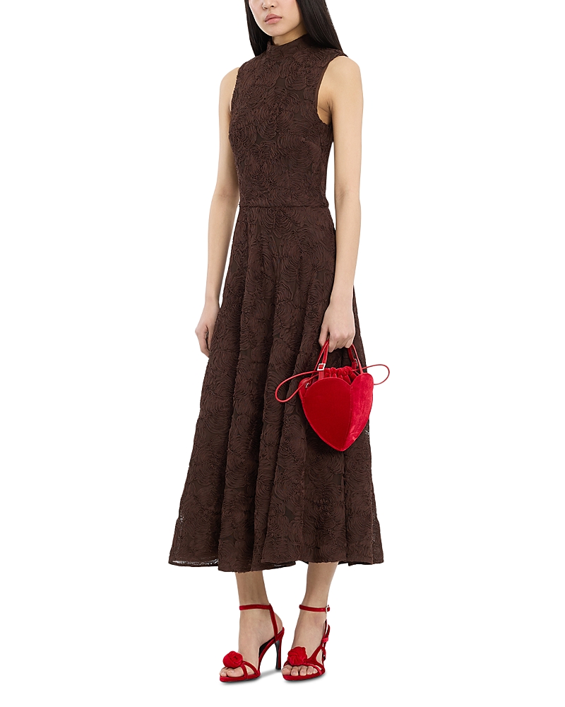 Rotate Flower Mesh Flared Dress