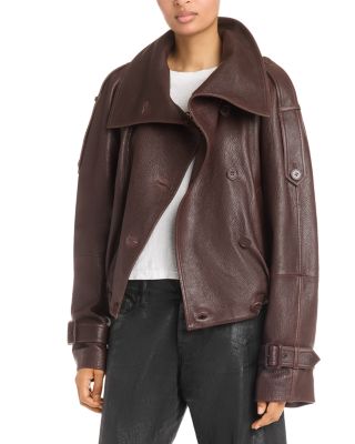 Cropped Leather Trench Coat