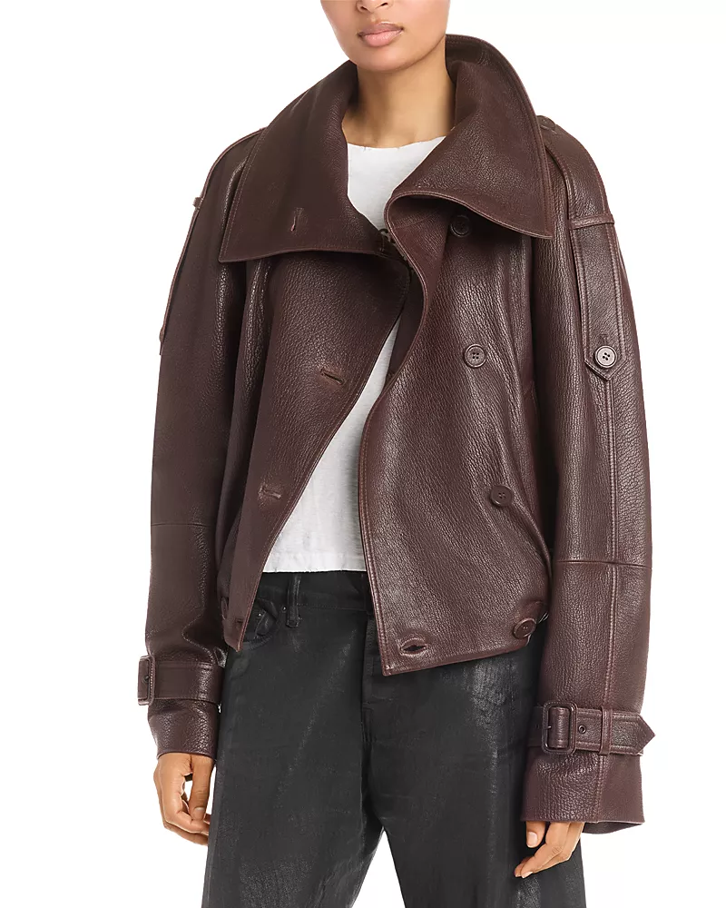 Acne Studios Cropped Leather Trench Coat