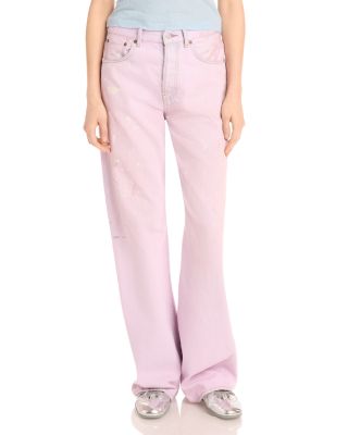 2021F Mid Rise Wide Leg Jeans in Pink