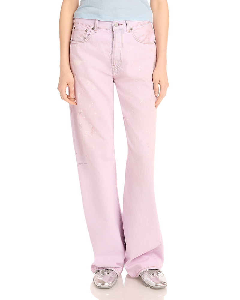 Acne Studios 2021F Mid Rise Wide Leg Jeans in Pink