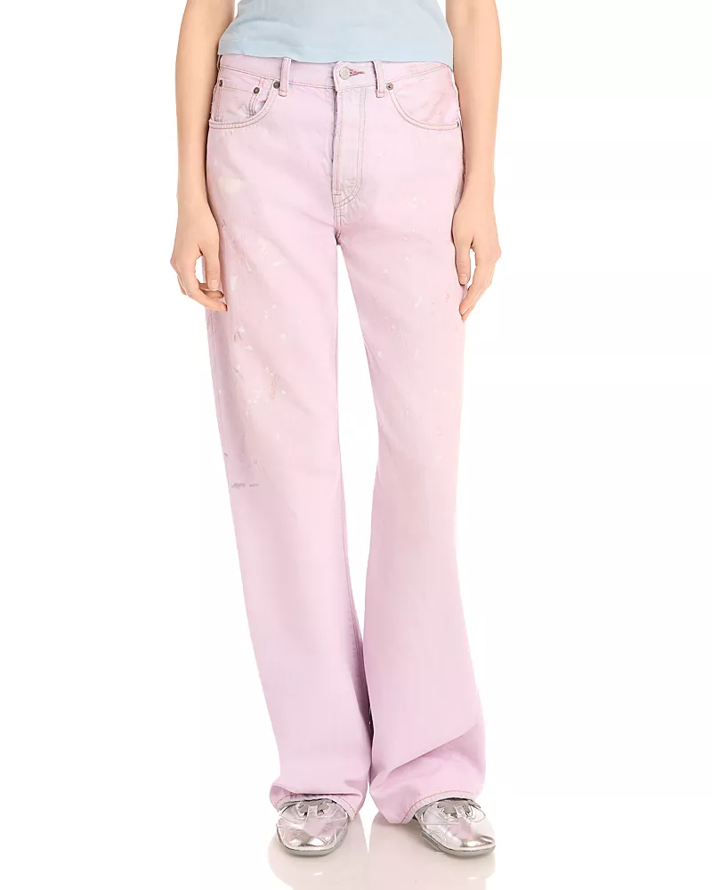 Acne Studios 2021F Mid Rise Wide Leg Jeans in Pink