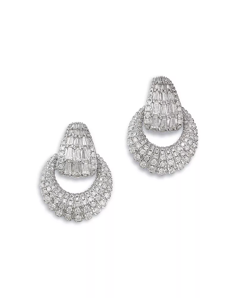 Bloomingdale's Fine Collection Diamond Pave Doorknocker Drop Earrings in 14K White Gold, 2.0 tcw