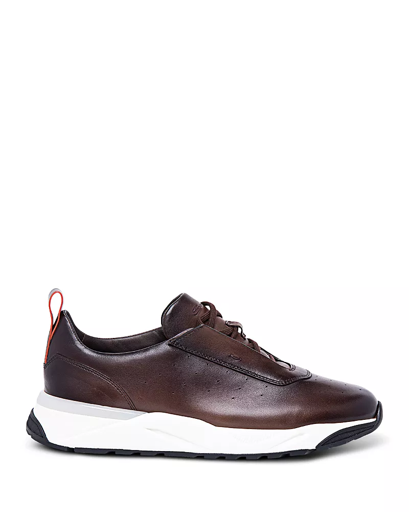 Santoni Men's Wide Fit Leather Sneakers