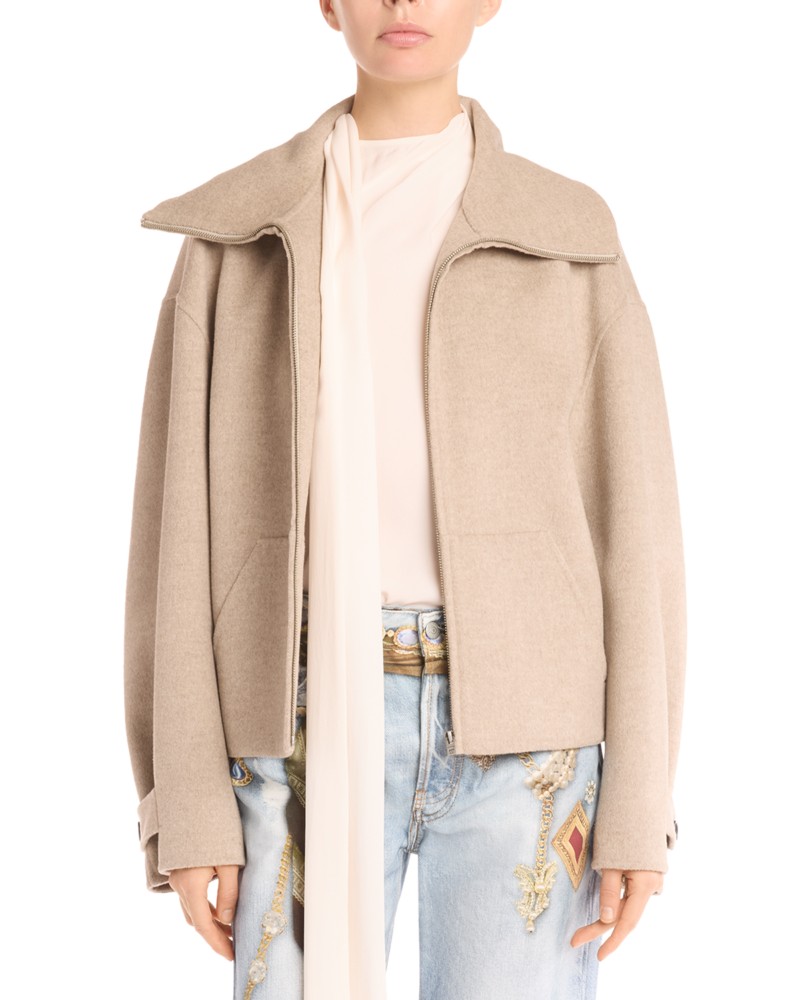 Acne Studios Wool Cashmere Zip Jacket in Oatmeal Melange