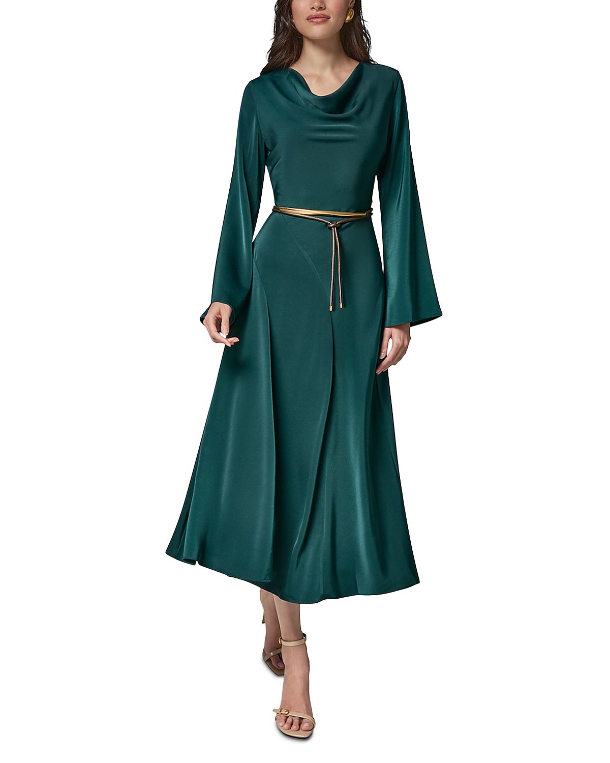 Donna Karan New York Satin Belted Midi Dress