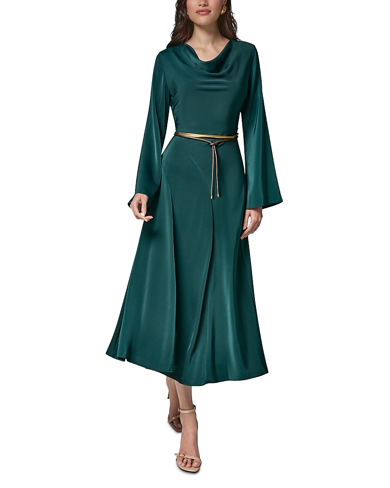 Donna Karan New York Satin Belted Midi Dress