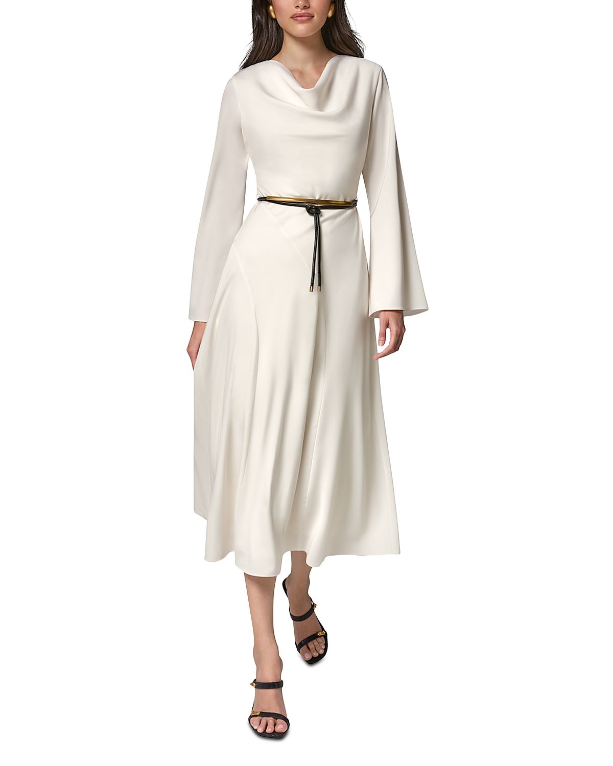 Donna Karan New York Satin Belted Midi Dress
