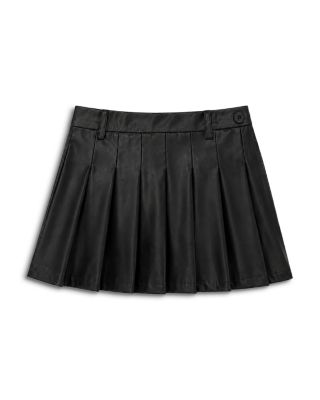 Girls' Jane Black Faux Leather Pleated Skort - Big Kid