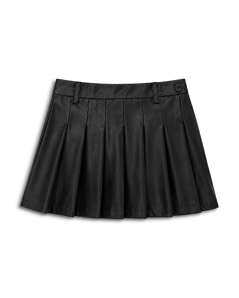Theme Girls' Jane Black Faux Leather Pleated Skort - Big Kid