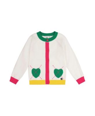 Girls' Heart Pocket Button Front Knitted Cardigan - Little Kid